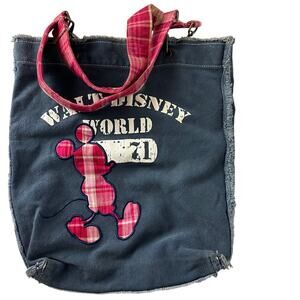 Walt Disney Parks Womens Disney World Mickey Mouse Blue/Pink Shoulder Tote Bag